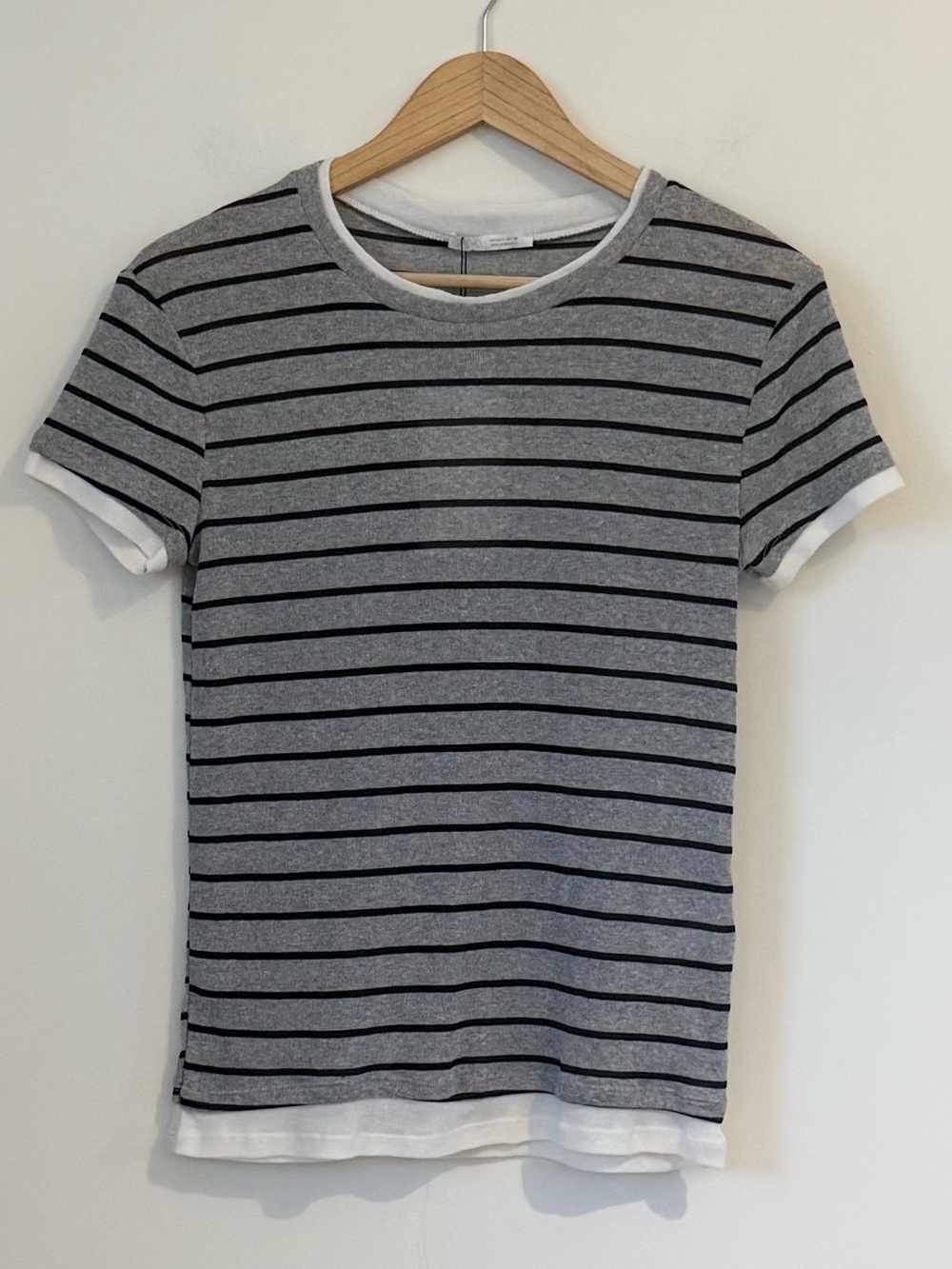Zara Minimalist Fitted Striped Short Sleeve T Shirt